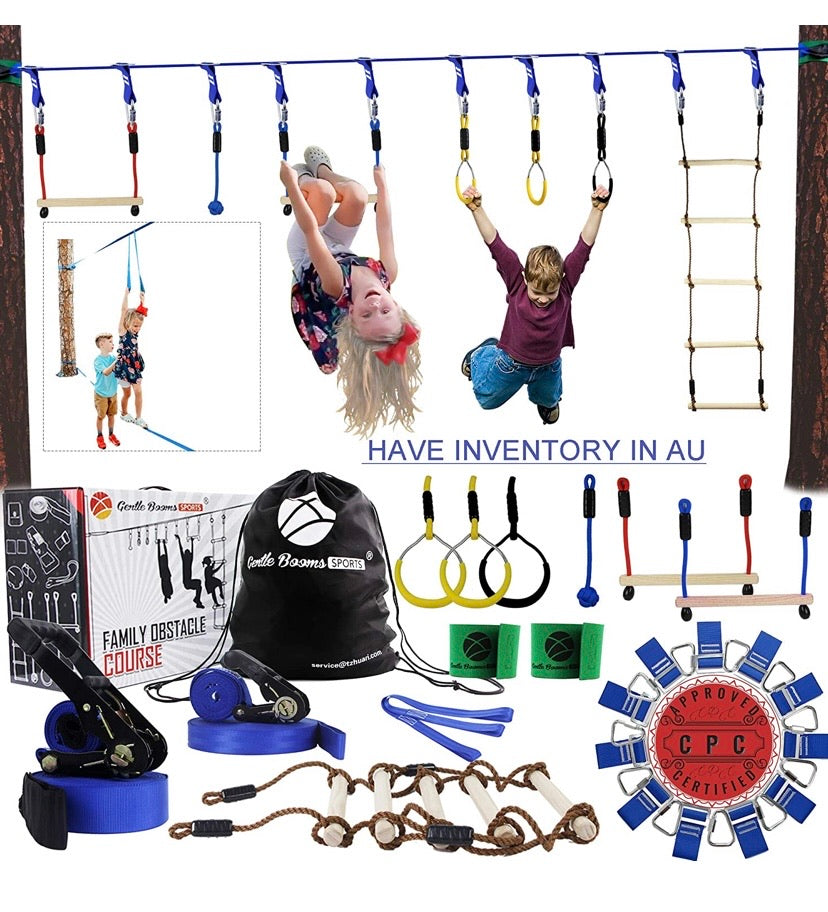 Ninja Warrior Line Hanging Obstacle Course for Kids