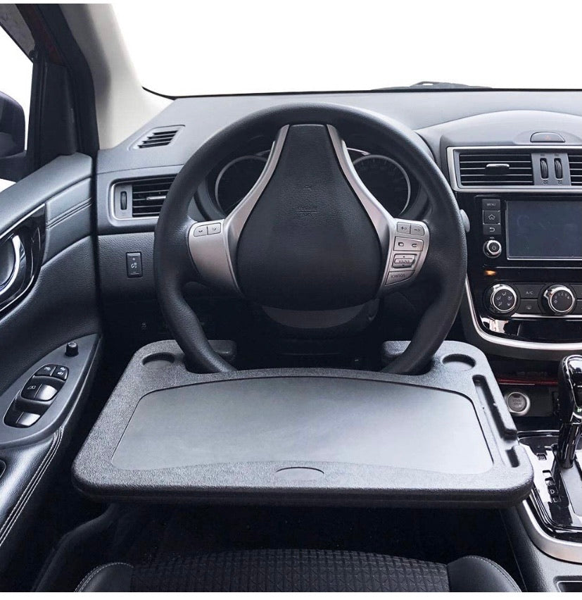 Car Steering Wheel Food Eating Tray Notebook Laptop Table Desk for Cars - Black