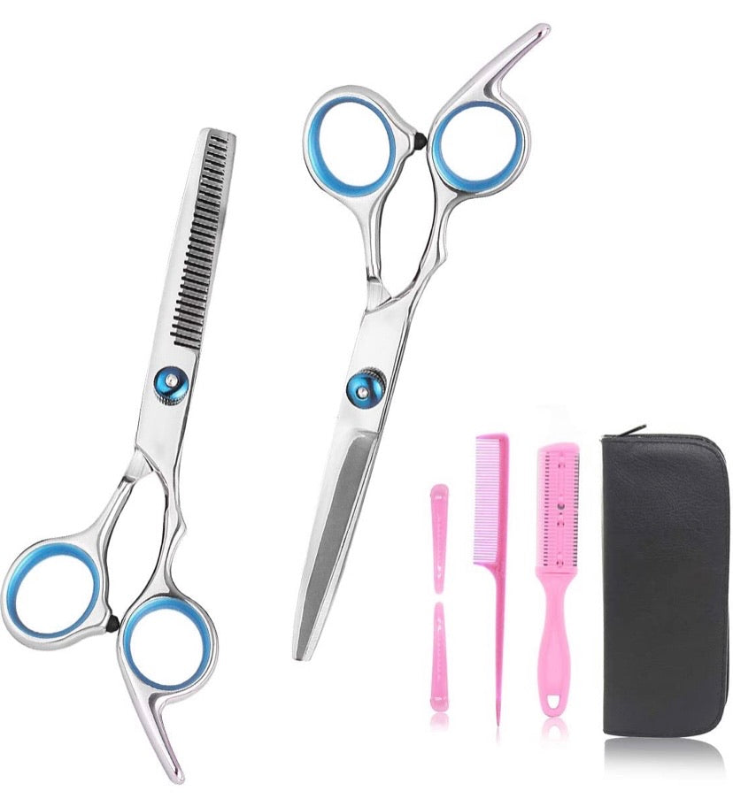 Professional Hair Cutting Kit, Xcellent Global Home Barber Salon Haircutting Thinning Hair Shears Kit with Comb and Storage Bag for Men and Women