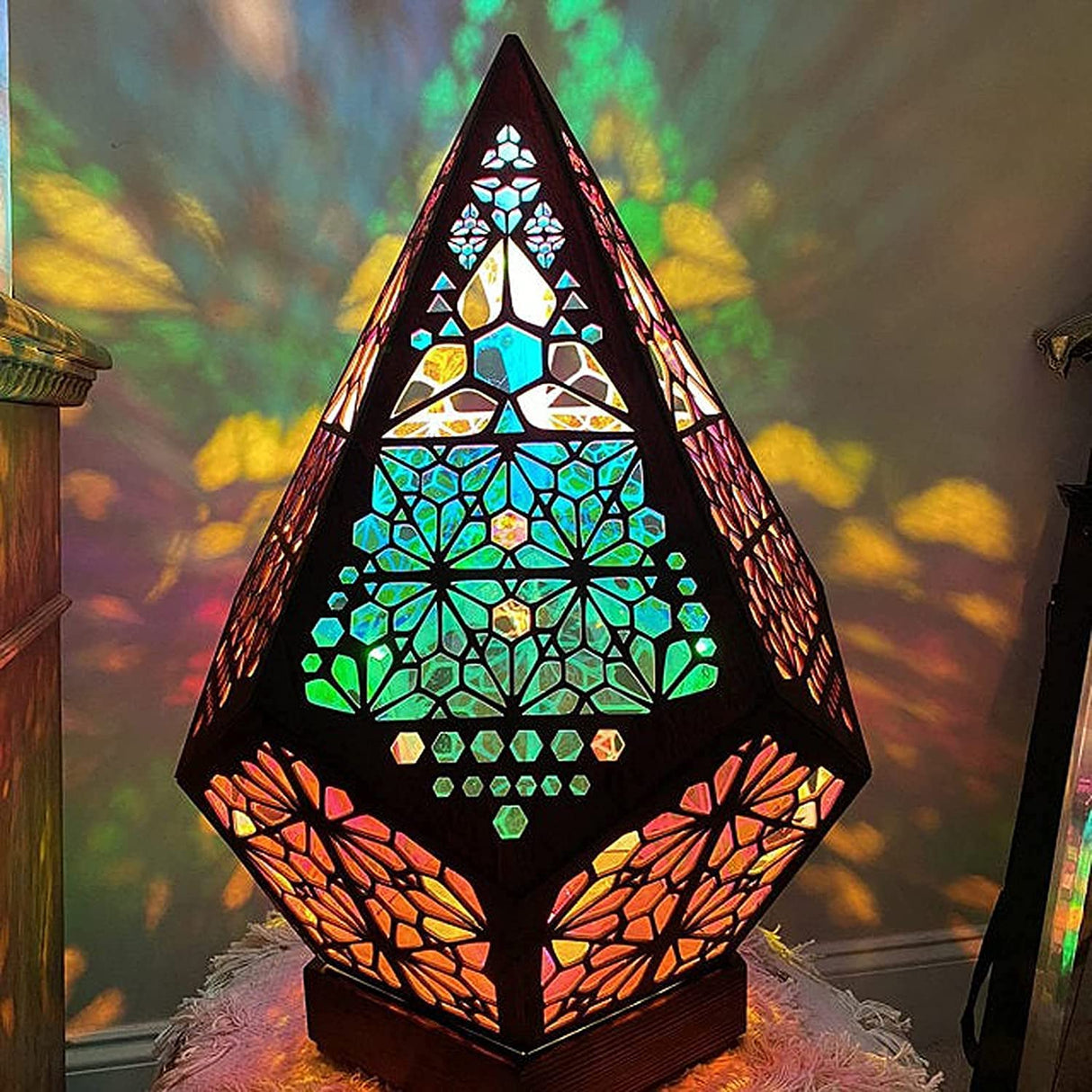 Bohemian Style Polar Star Large Floor Lamp Led Colorful Diamond Lights Projection Lamp Projector Night Light Star Large Lamp