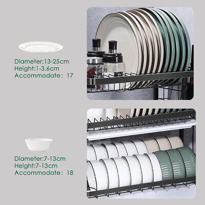 3 Tier Kitchen Dish Rack Plate Cup Drying Drainer Tray Cutlery Holder Storage