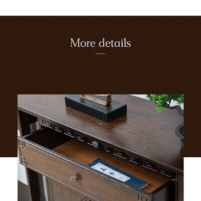 Bamboo Console Table Chinese Style Vintage Porch Table w/ Cabinet Hallway Table