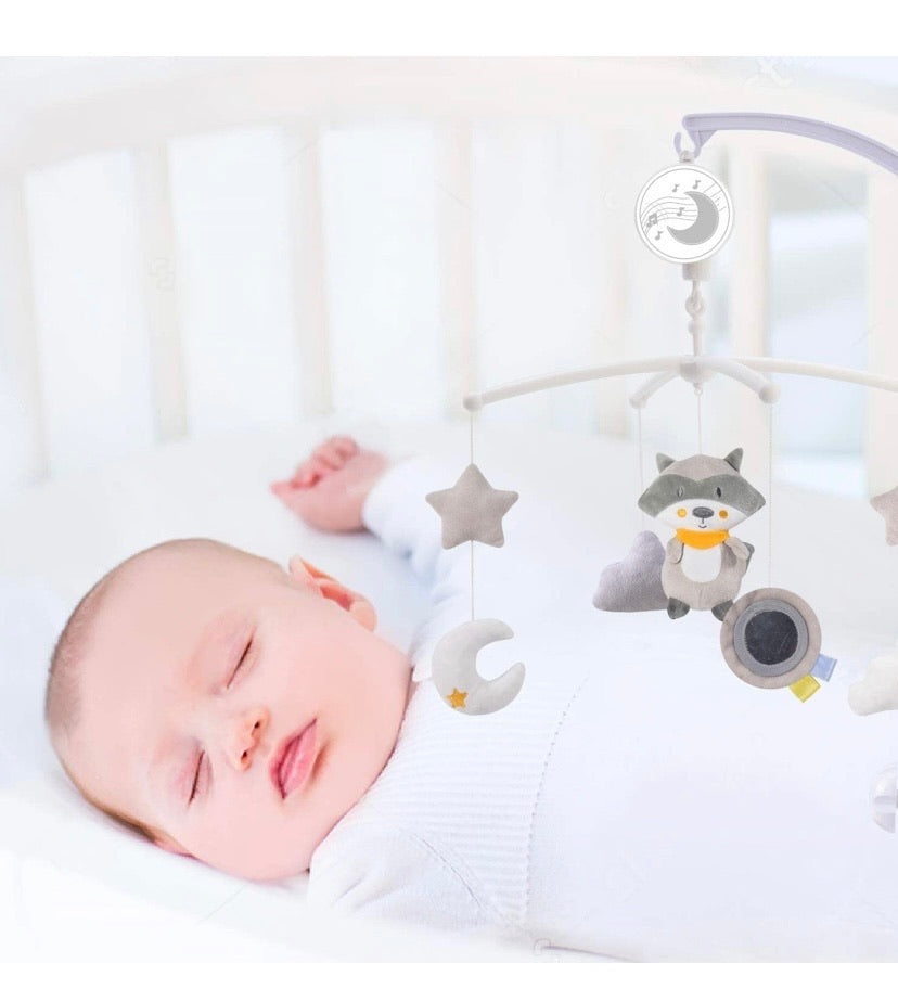 Kids Wind-Up Baby Musical Crib Mobile, Raccon