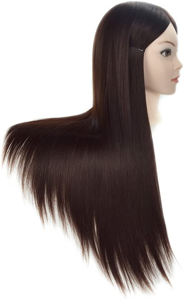 28"Cosmetology Mannequin Head Hair Styling Head Professional Hairdresser Head Manikin Doll Head Synthetic Fiber Hair with Free Clamp