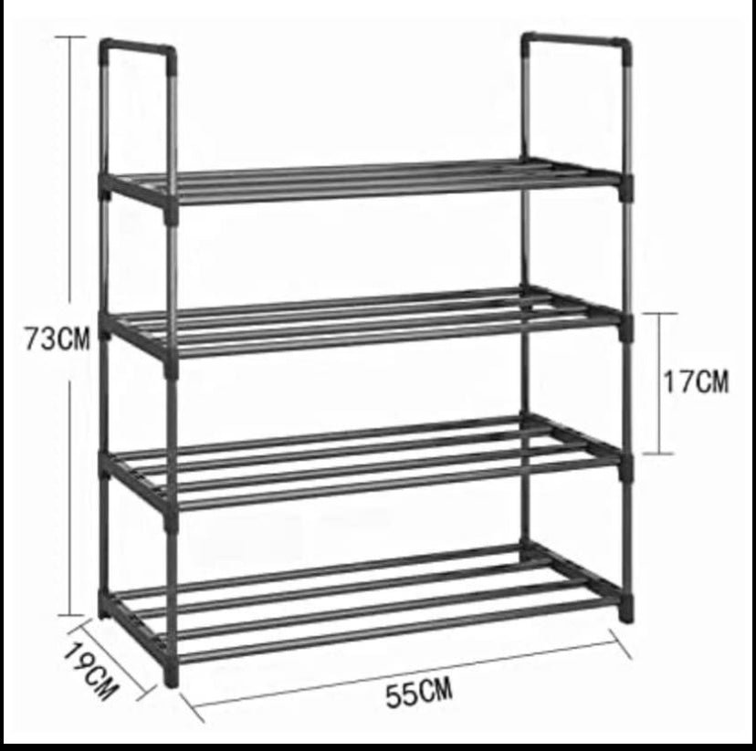 4-Tier shoe rack, Stainless Steel Shoe Storage Organizer, Hold up to 15 Pairs of Shoes, Stackable
