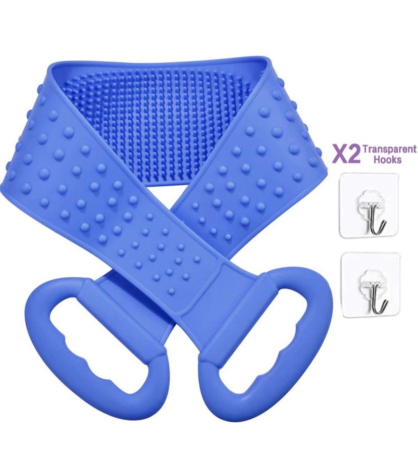 Silicone Back Scrubber With 2 Adhesive Hook for Shower