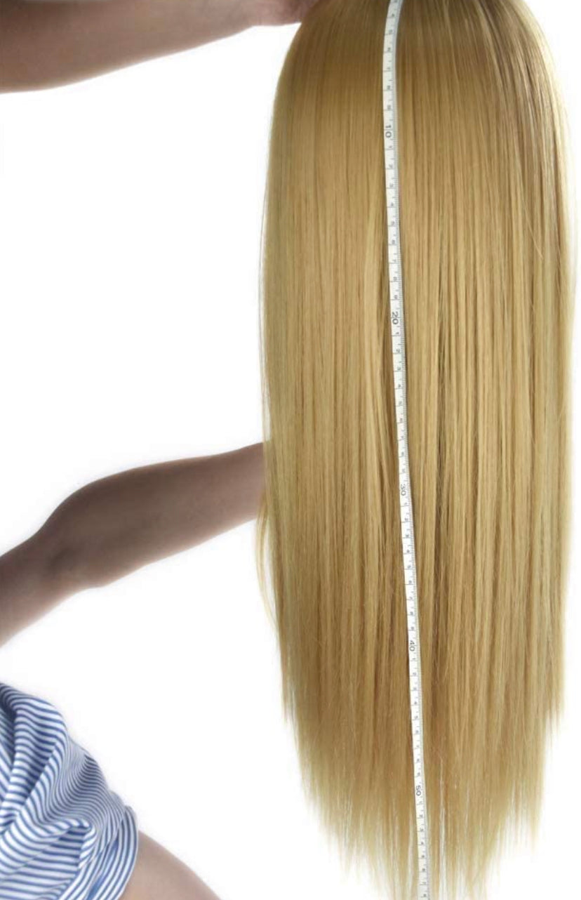 28" Cosmetology Mannequin Head Hairdressing Hair Styling Head Synthetic Hair Training Head Manikin Doll Head(A Free Clamp)