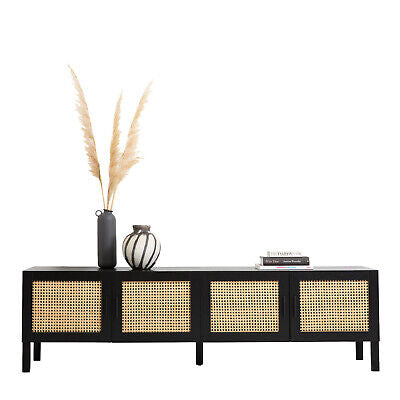 Casa Decor Tulum Rattan Entertainment Unit TV Stand Cabinet Storage Black