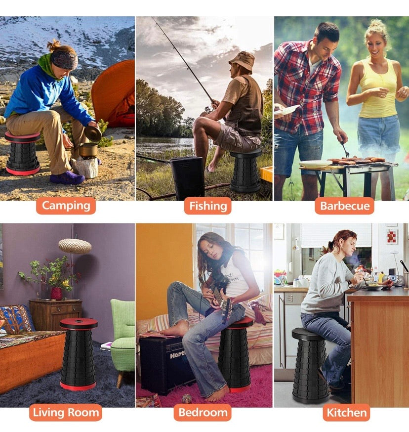 Folding Stool for Camping Adults Kids Retractable Plastic Stool Lightweight Collapsable Stool Portable for Fishing BBQ Outdoors Indoors Kitchen Max Load 150kg