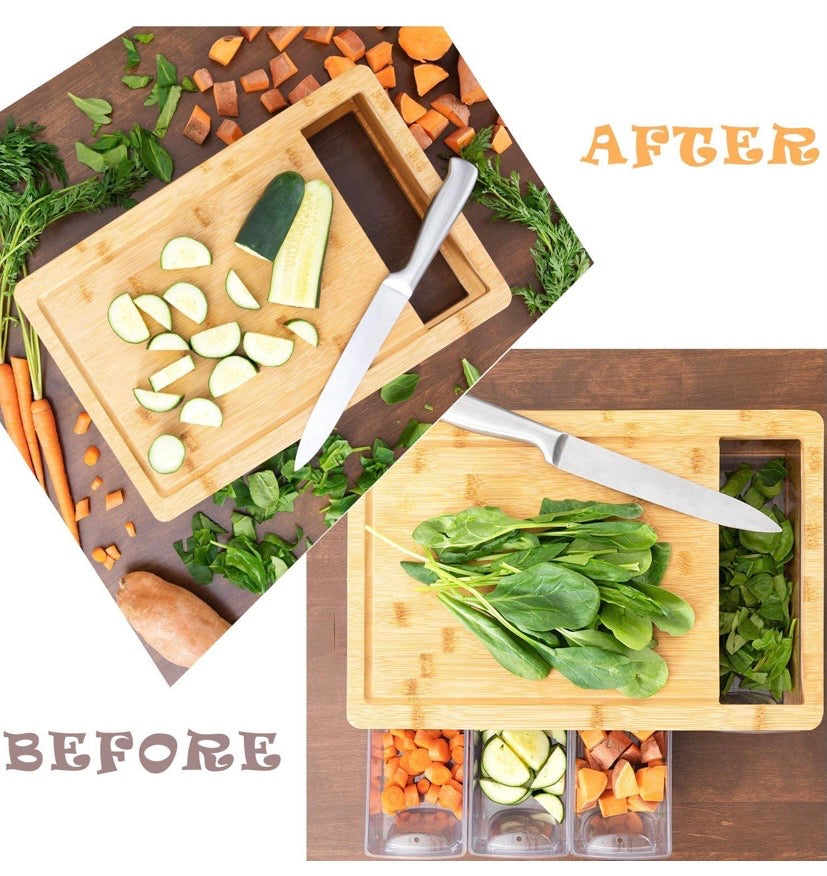 Bamboo Cutting Board With Trays