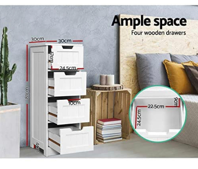 Artiss Tallboy Chest of Drawers Wooden White