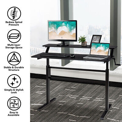 Standing Desk Adjustable Height Sit Stand Desk Laptop PC Table 120x60cm