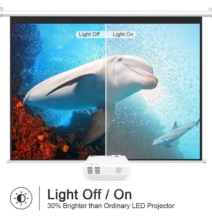 Professional HI-04 1080P Supported 4Inch Mini Projector with 170" Display - 40,000 Hours LED Full HD Video Projector, Compatible with HDMI,USB,SD (Latest Upgrade)