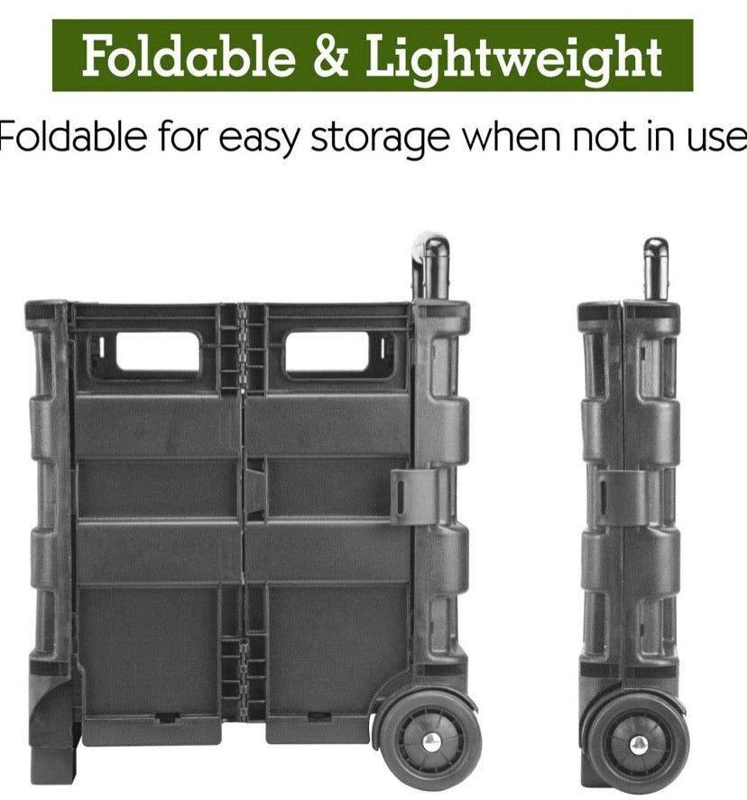 Foldable Shopping Cart Trolley Pack & Roll Folding Grocery Basket Crate Portable