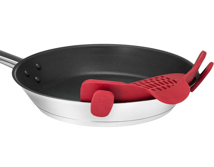 Kitchen Gizmo Snap N Strain Strainer, Clip On Silicone Colander, Fits all Pots and Bowls - Red
