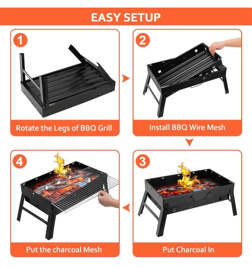 Folding Portable Barbecue Charcoal Grill