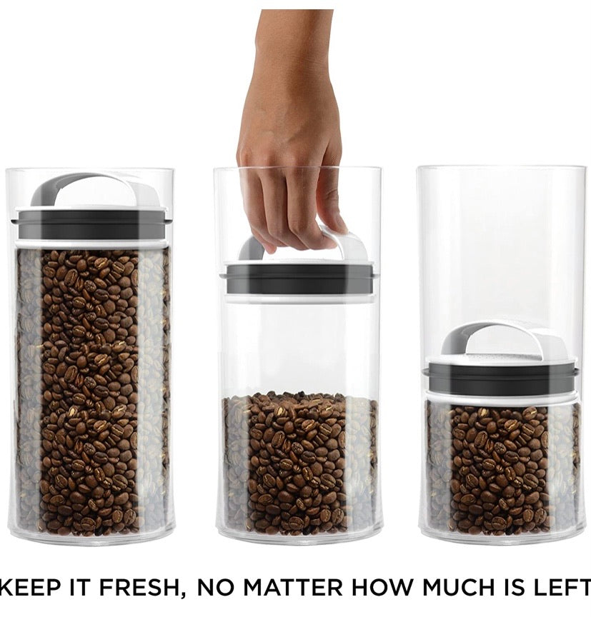 Fresh Saver Airless Canister, Medium/Tall, Clear with Black Handle