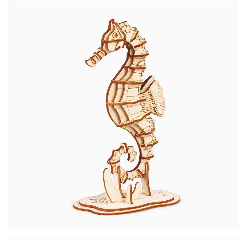 3D Seahorse Wooden Assembly Craft Kit