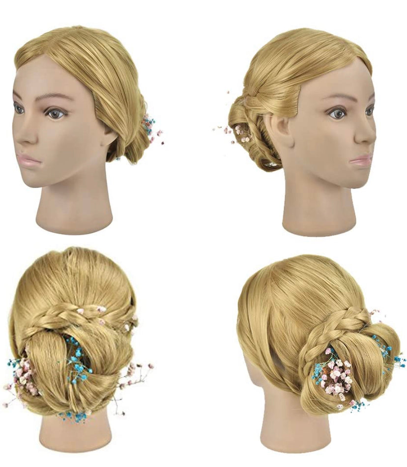 28" Cosmetology Mannequin Head Hairdressing Hair Styling Head Synthetic Hair Training Head Manikin Doll Head(A Free Clamp)