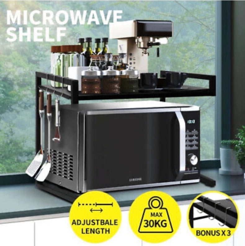 Microwave Oven Shelf Kitchen Organiser Storage Rack Holder Adjustable Stand