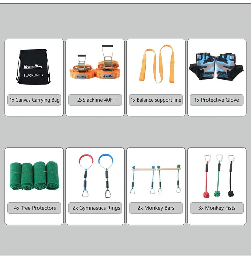 Slackline Kit Ninja Line Monkey Bars Kit