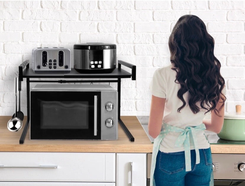 Microwave Oven Shelf Kitchen Organiser Storage Rack Holder Adjustable Stand