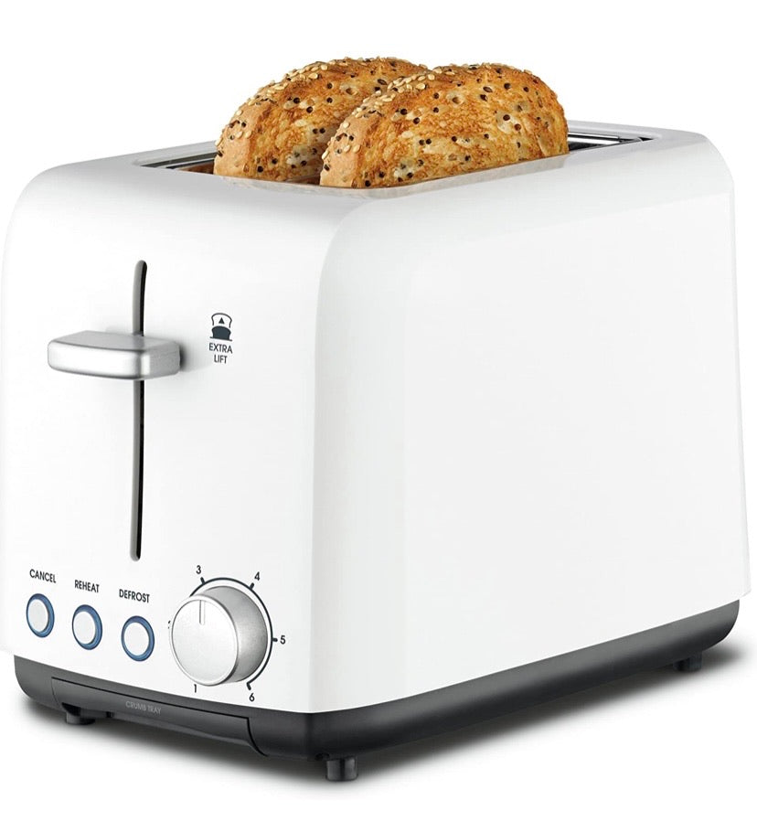 Wide Slot Toaster, 2-Slice, White