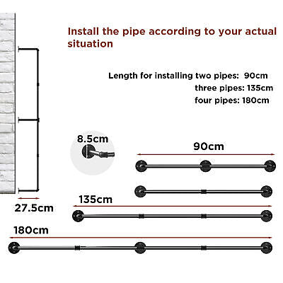 Industrial Iron Pipe Wall-Mounted Garment Rail