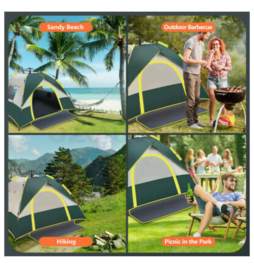 3 Person Pop Up Camping Tent Portable Beach Instant Shelter Sun Shade Hiking