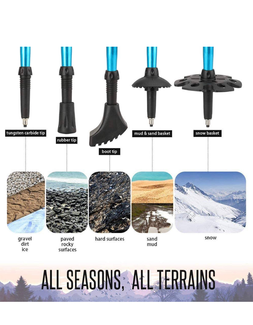 Nordic Walking Trekking Poles with Quick Lock System, Folding, Collapsible, Ultralight for Hiking, Camping, Mountaining, Walking, Trekking