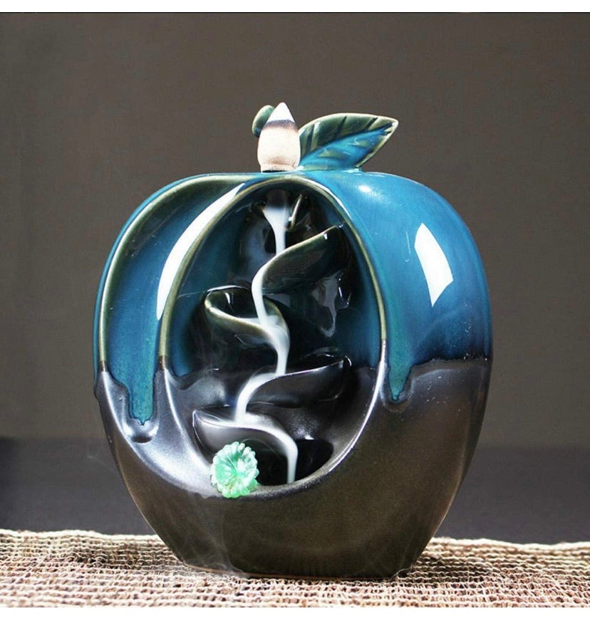 Apple Ceramic Backflow Incense Holder with 50 Cones