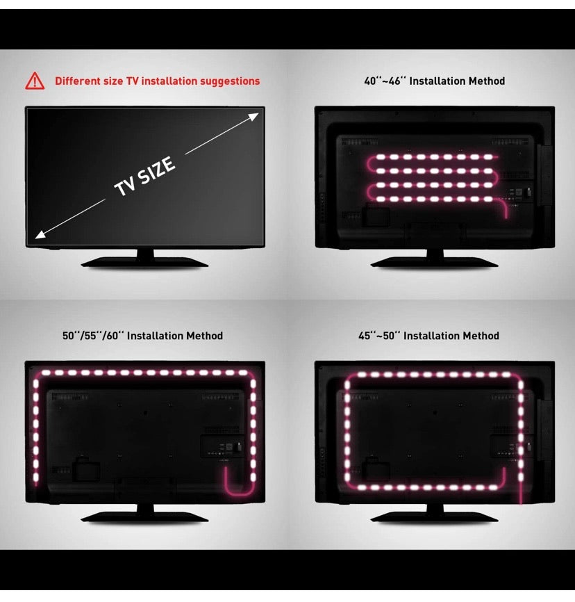 Nexillumi 40"-60" TV Backlight Light Strip Kit for Room APP Control Sync to Music, 5050 RGB Waterproof IP65 USB LED Strip Lights