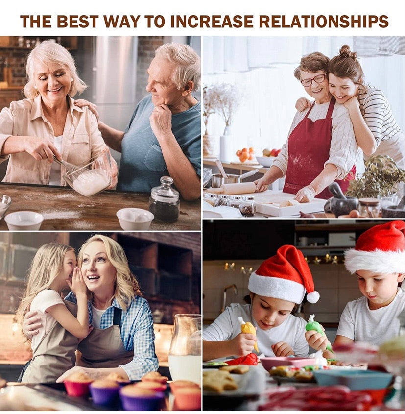 Cake Decorating Supplies Kit, Set of 216, Baking Pastry Tools, Cake Turntable, Cake Leveller, Numbered Icing Tips with Pattern Chart, Angled Spatula, 10 Christmas Piping nozzles-Baking Tools