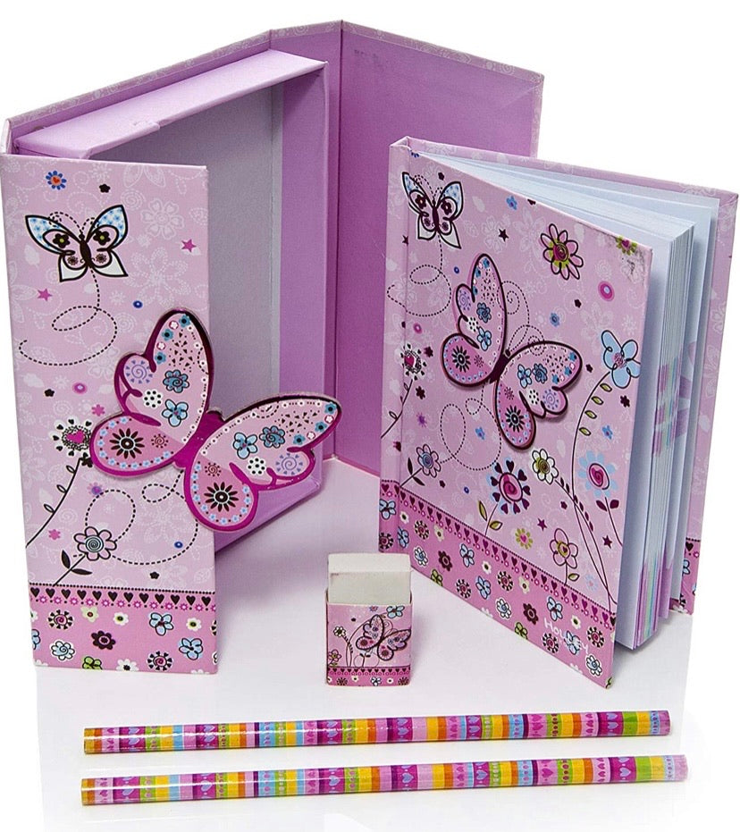 Butterly Gift Idea for Girls Boxed Children's Notebook and Stationery Gift Set