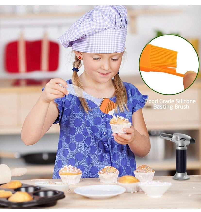 Butane Torch, SPLAKS Culinary Blow Torch Chef Cooking Torch Lighter, Butane Refillable, Flame Adjustable (MAX 2500°F) with Safety Lock for Cooking, BBQ, Baking, Brulee, Creme, DIY Soldering(Aluminium alloy)