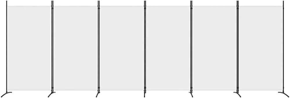 6-Panel Room Divider Living Room Bedroom Partition Privacy Protection Screen Room Separator Folding Dressing Wall White Fabric