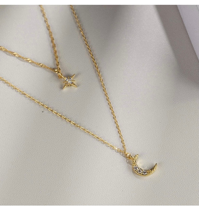 Moon and Star Necklace