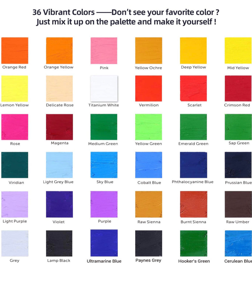 Oil Painting Set, Ohuhu 56pcs Artist Painting Set with Table Top Easel, Bristle Art Painting Brushes, Oil Paints Tubes, Canvas, Canvas Panels, Paint Palette, Art Supplies for Artist Students School