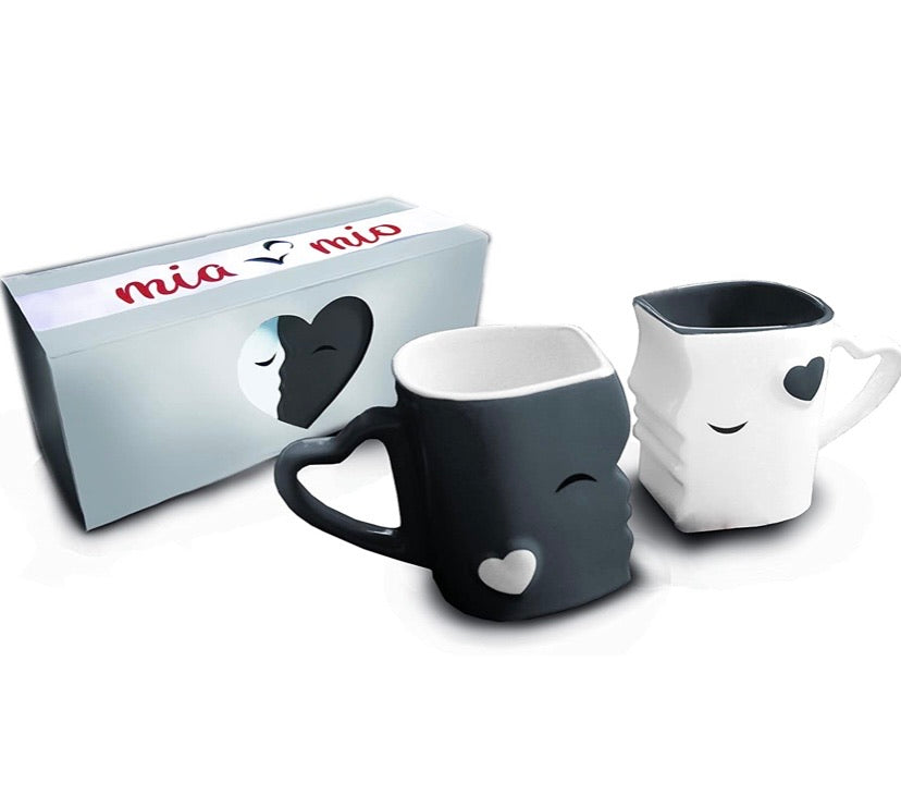 Coffee Mugs/Kissing Mugs Bridal Pair Gift Set for Weddings/Birthday/Anniversary with Gift Box (Grey)