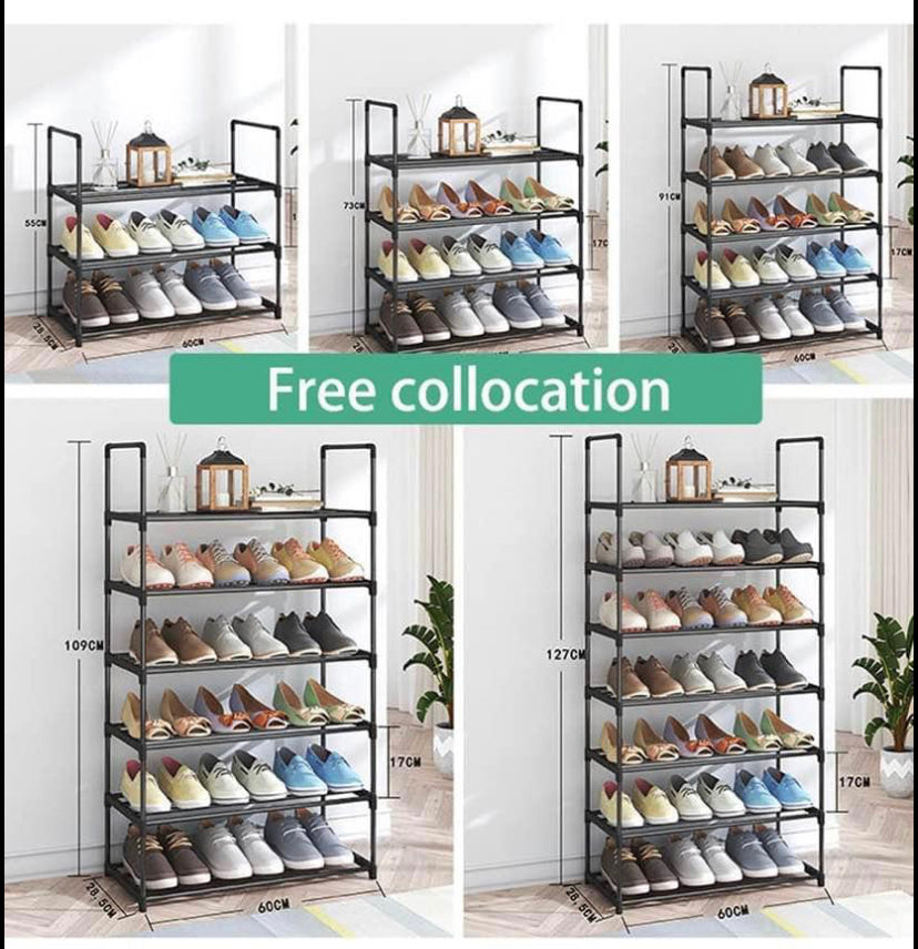 4-Tier shoe rack, Stainless Steel Shoe Storage Organizer, Hold up to 15 Pairs of Shoes, Stackable