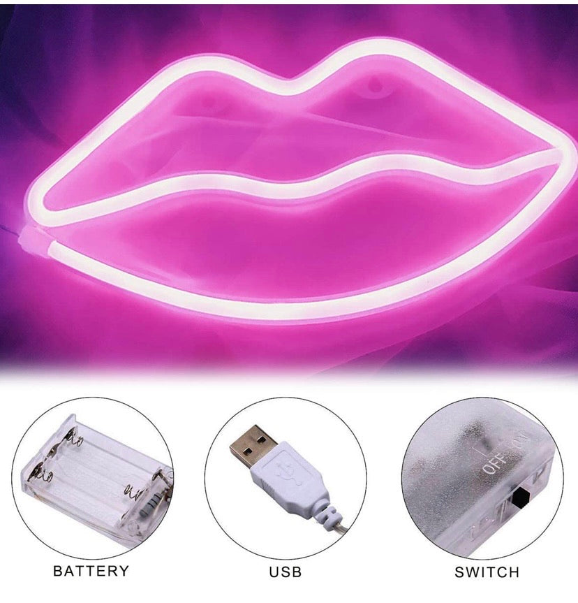 Neon Pink Lip Sign