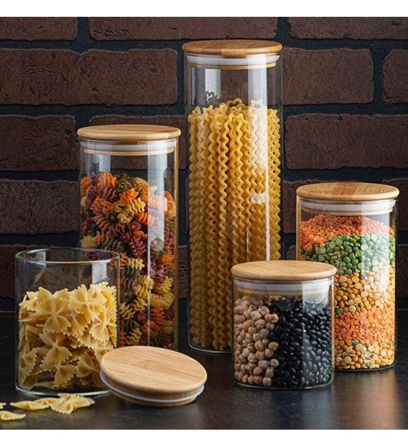 Glass Kitchen Canister Set of 5