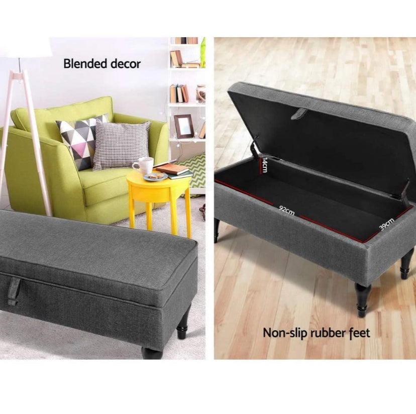 Artiss Fabric Storage Ottoman Bench Grey
