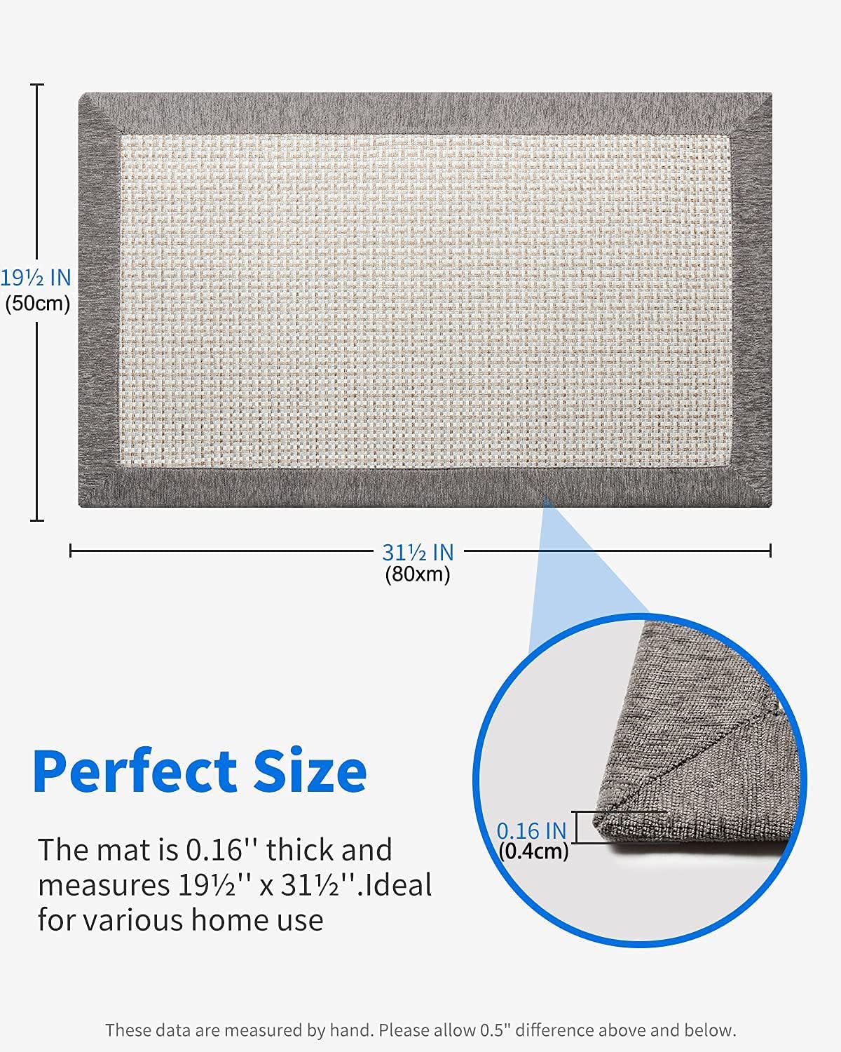 Kitchen Floor Mats, Anti Slip Kitchen Sink Absorbent Rugs and Mats, Non Skid Kitchen Floor Mat, Non Slip Standing Mat Washable (Grey)