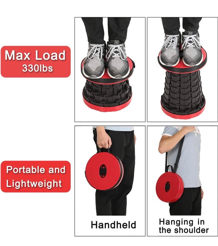 Folding Stool for Camping Adults Kids Retractable Plastic Stool Lightweight Collapsable Stool Portable for Fishing BBQ Outdoors Indoors Kitchen Max Load 150kg