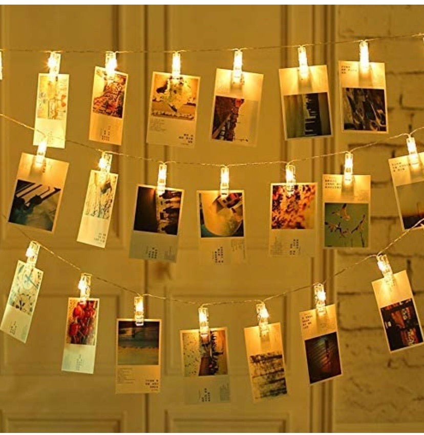 30 LED Photo Clips String Lights Battery Operated Indoor Fairy String Lights with Clips for Hanging Pictures, Cards, Artwork, Bedroom Wall Party Wedding Birthday Décor, Warm White