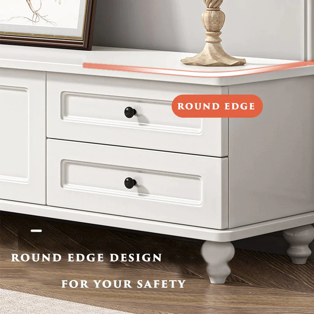 TV Stand Modern Cabinet Wood Entertainment Unit Shelf Storage White 160cm