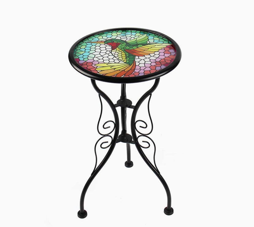 Liffy Outdoor Mosaic Side Table Hummingbird Bench