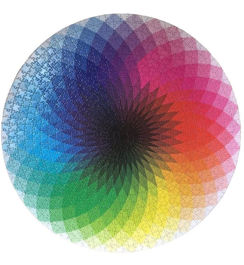 LRRH 1000 Pcs Round Jigsaw Puzzles Rainbow Palette Intellectual Game for Adults and Kids