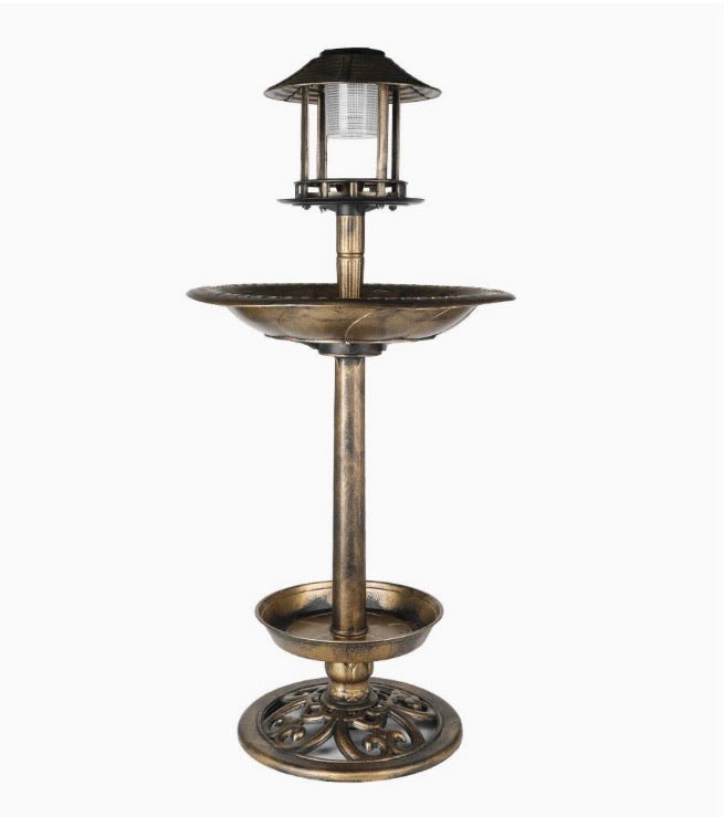 Ornamental Solar Bird Bath Light Garden Ornaments Feeder